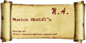 Musics Abdiás névjegykártya